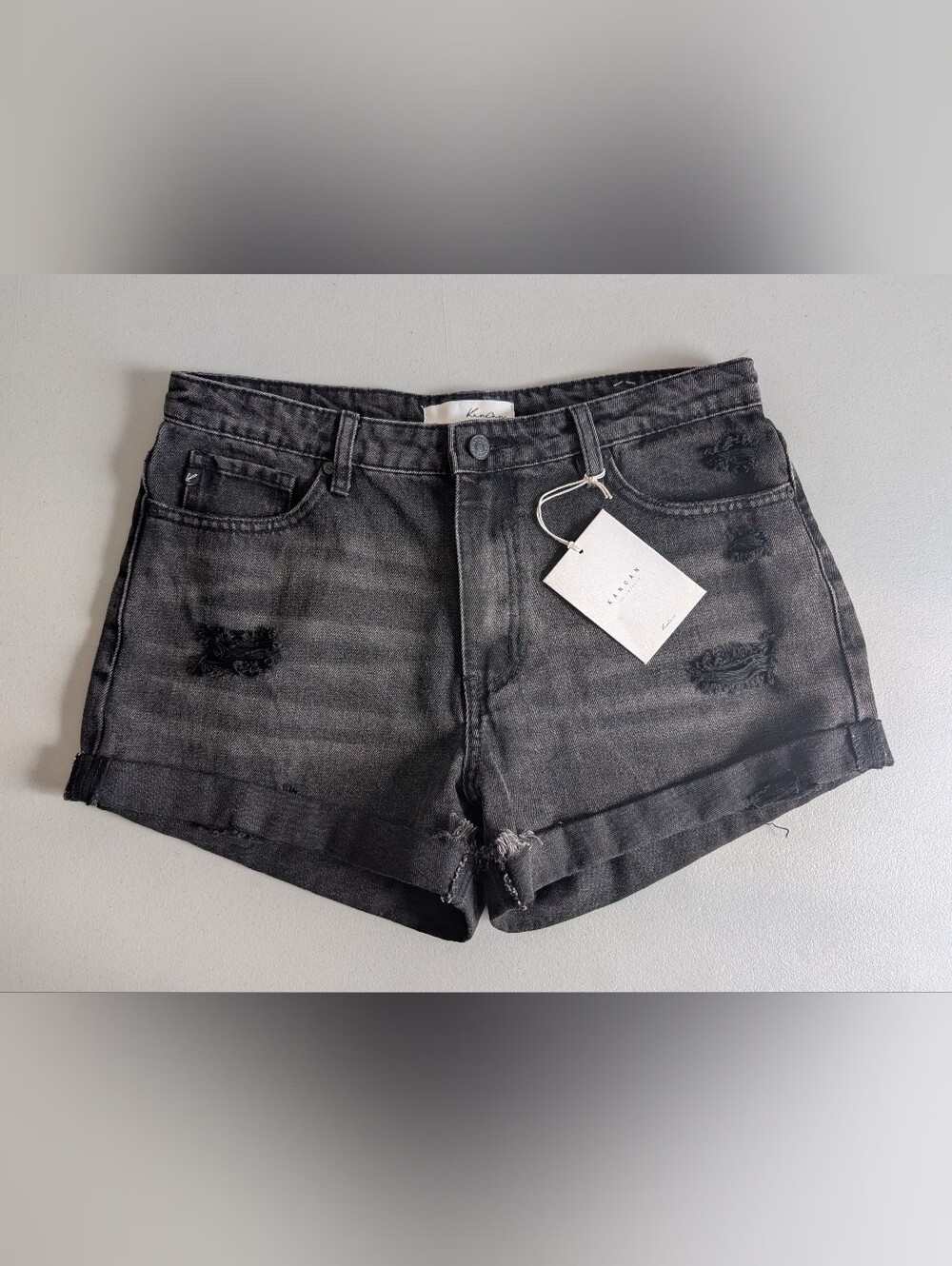 NWT KanCan black jean shorts, large